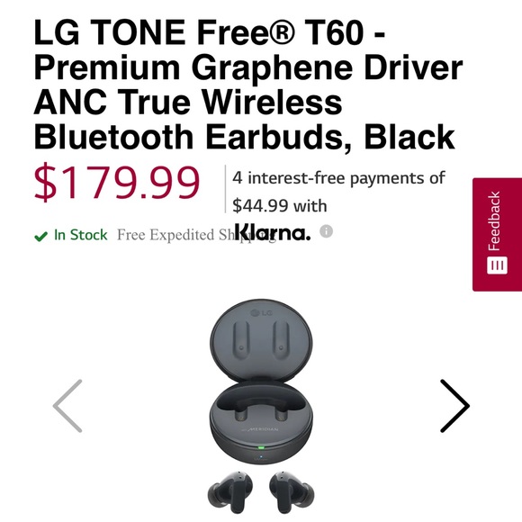 LG TONE Free® T60 Premium Graphene Driver ANC True Wireless Bluetooth Earbuds - Picture 2 of 13